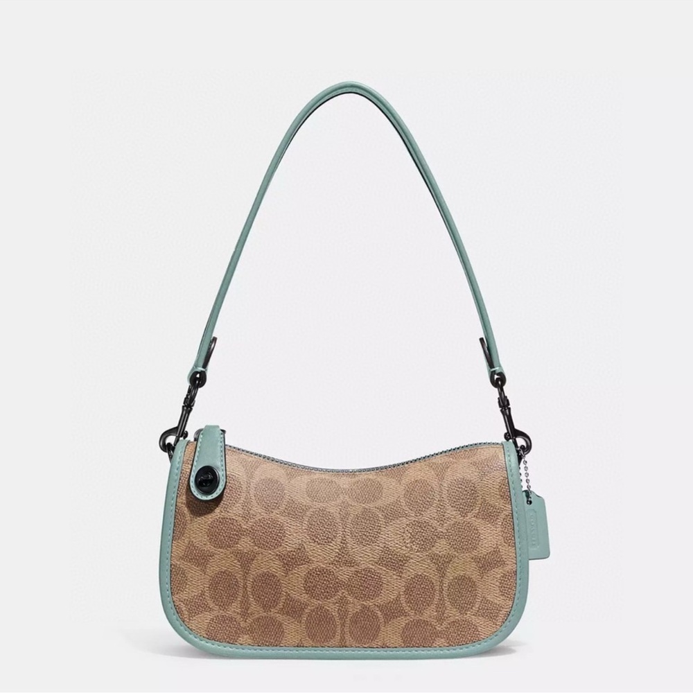 Coach Tan and Blue Shoulder Bag